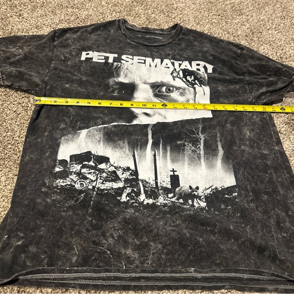 Pet Sematary Horror Movie Poster Mens Black Ice Wash short sleeve T Shirt Size M - Picture 12 of 14